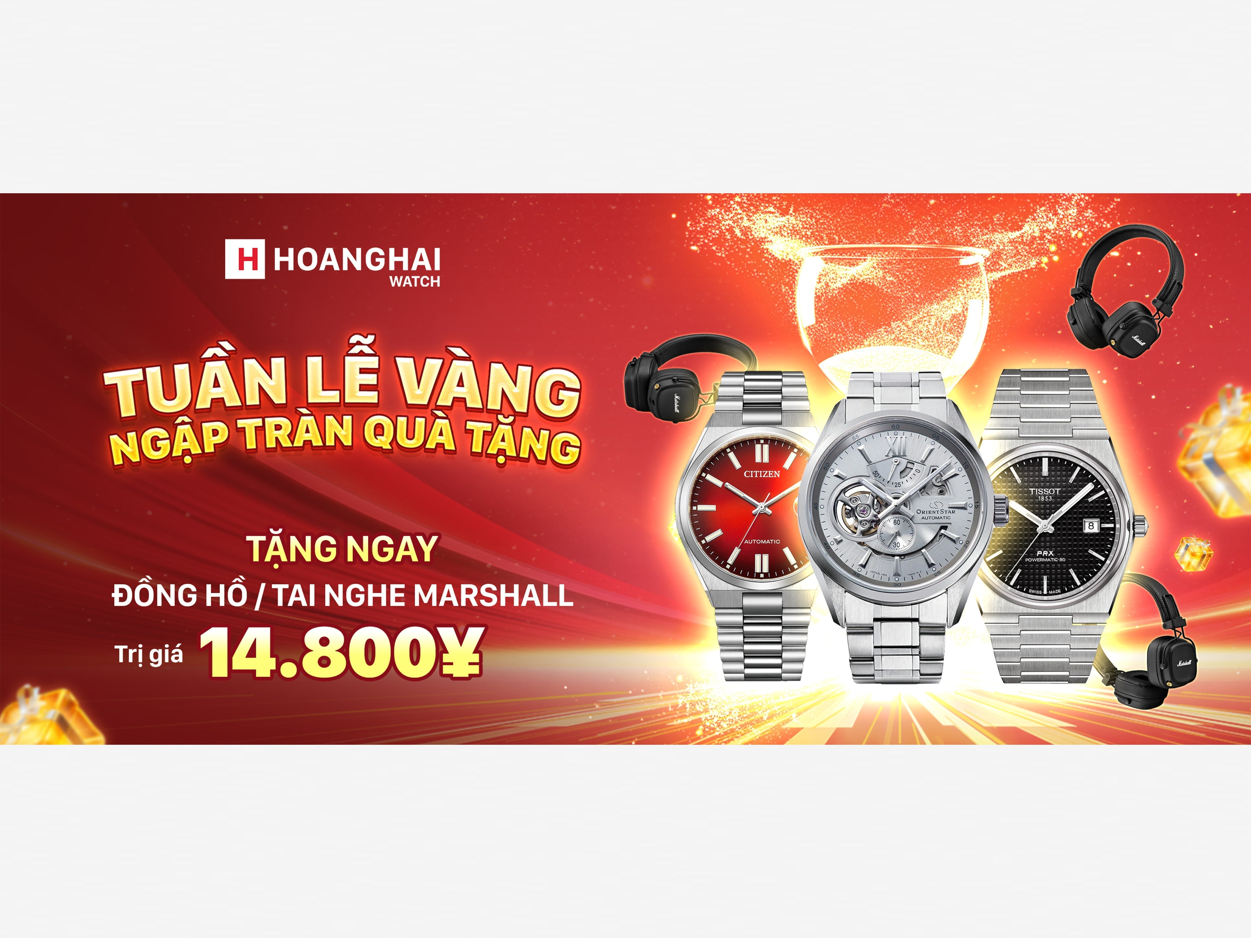 ĐÓN TUẦN LỄ VÀNG, SĂN ĐỒNG HỒ/ TAI NGHE MARSHALL TRỊ GIÁ ¥14.800 TẠI HOÀNG HẢI WATCH
