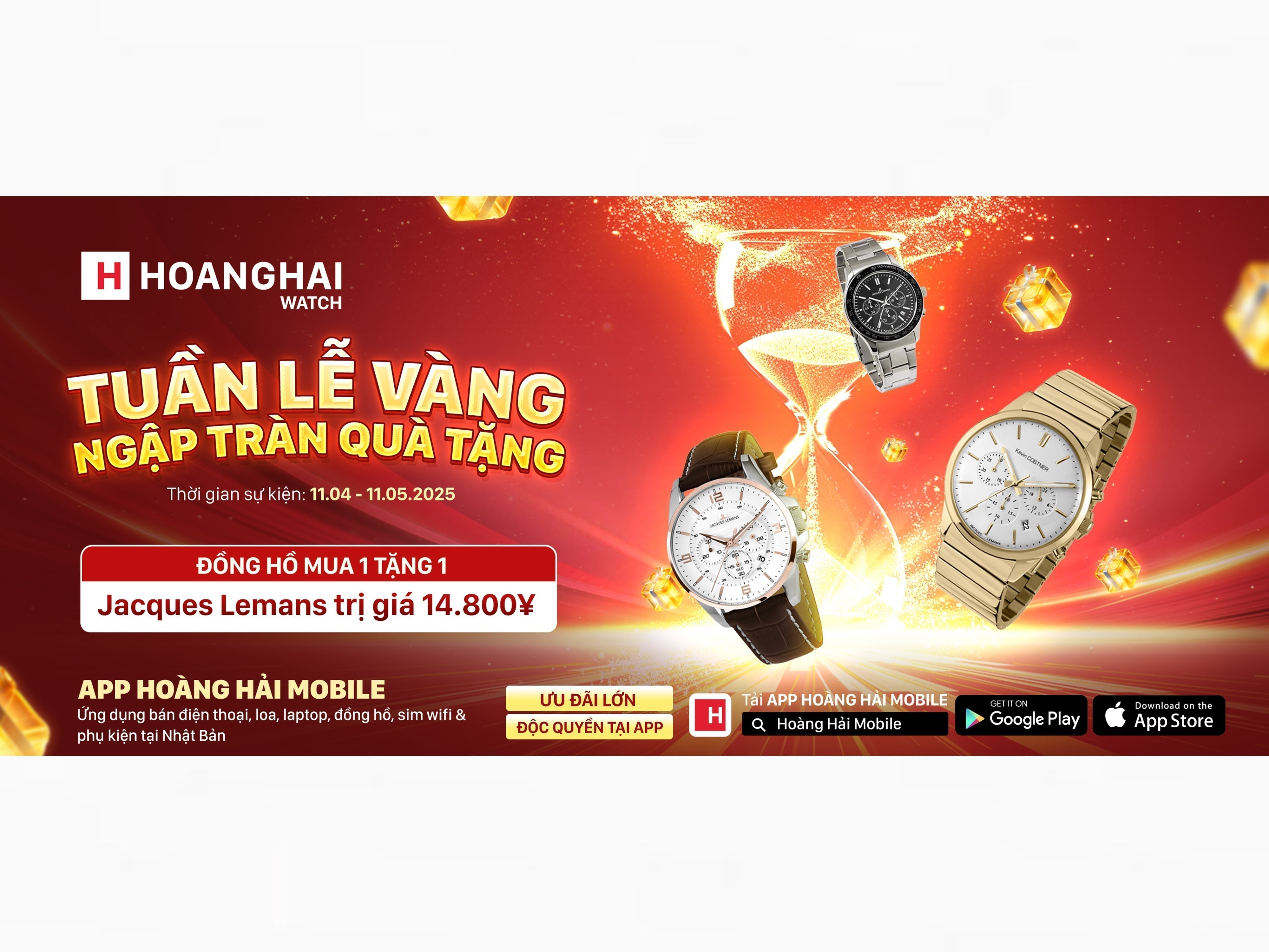 ĐÓN TUẦN LỄ VÀNG, SĂN ĐỒNG HỒ MUA 1 TẶNG 1 TẠI HOÀNG HẢI WATCH