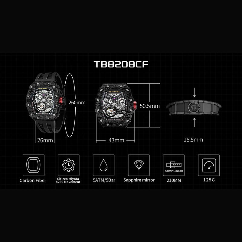 Đồng hồ cơ Tsar Bomba TB8208CF-06