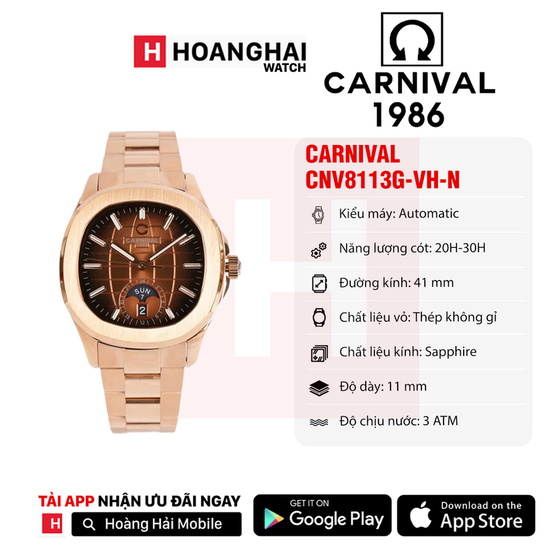 Đồng hồ cơ Carnival 8113G-VH-N