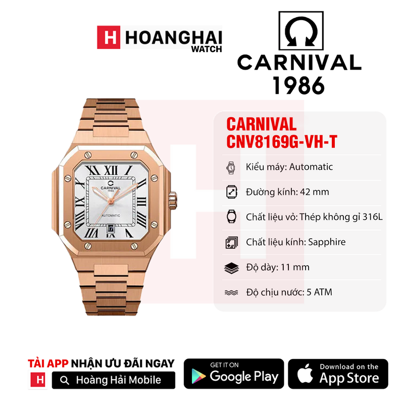 Đồng hồ cơ nam Carnival 8169G
