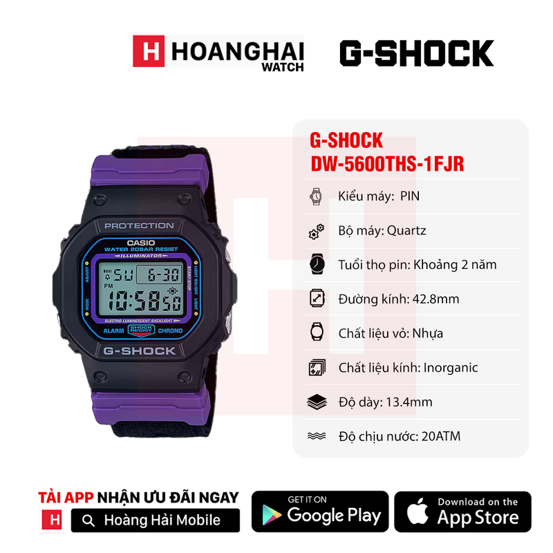 Đồng hồ pin G-Shock 5600 Series DW-5600THS-1FJR