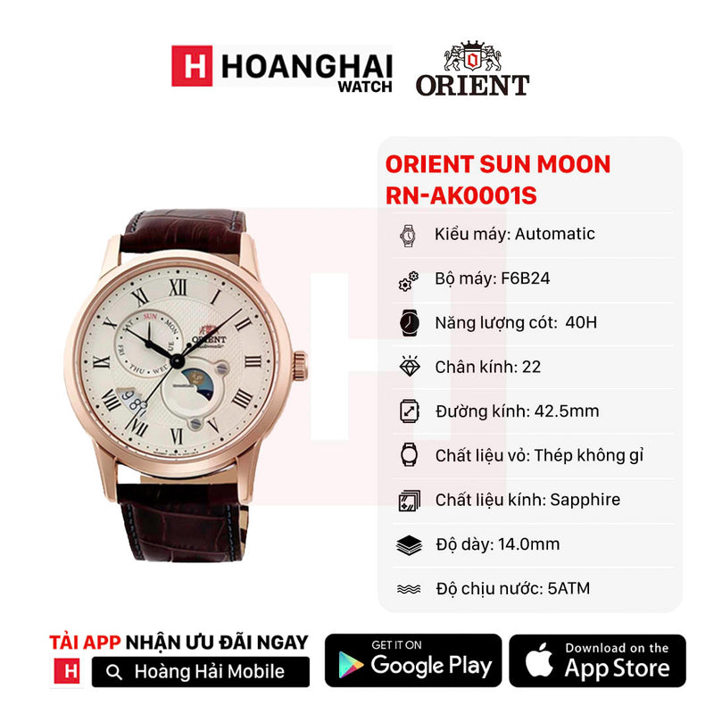 Đồng hồ cơ Orient Sun Moon Gen 3 RN-AK0001S