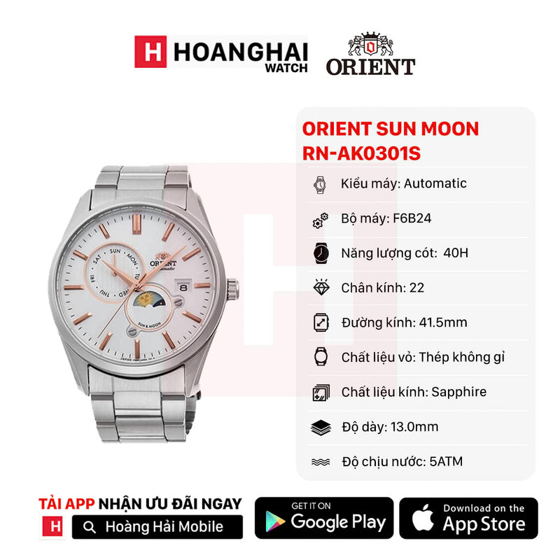 Đồng hồ cơ Orient Sun Moon Gen 5 RN-AK0301S