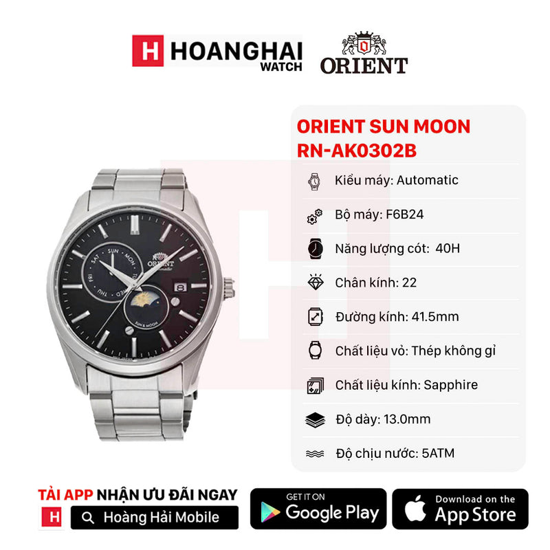 Đồng hồ cơ Orient Sun Moon Gen 5 RN-AK0302B