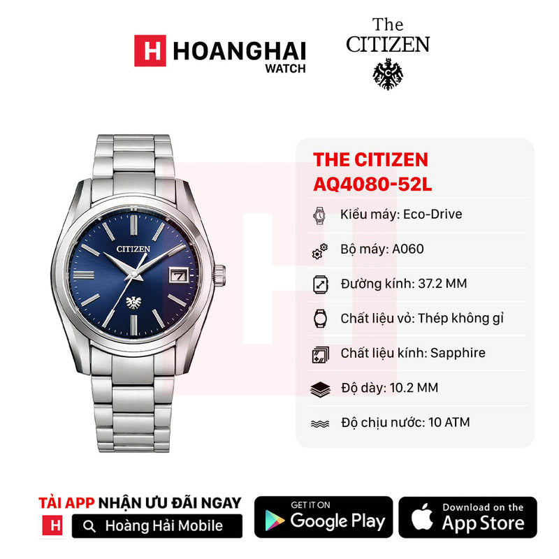 Đồng hồ năng lượng mặt trời The Citizen AQ4080-52L (Nhận order)