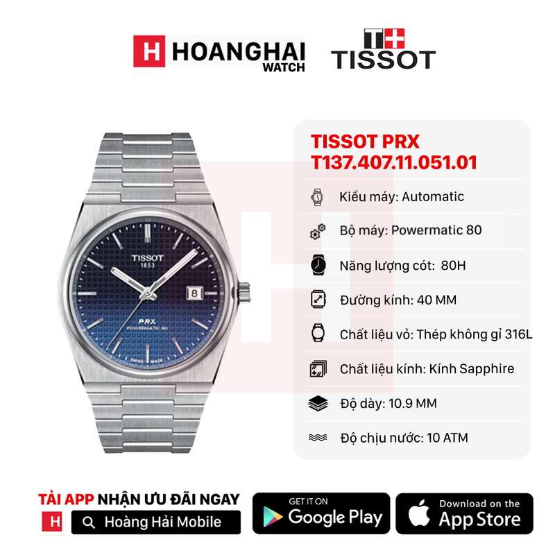 Đồng hồ cơ TISSOT PRX T137.407.11.051.01