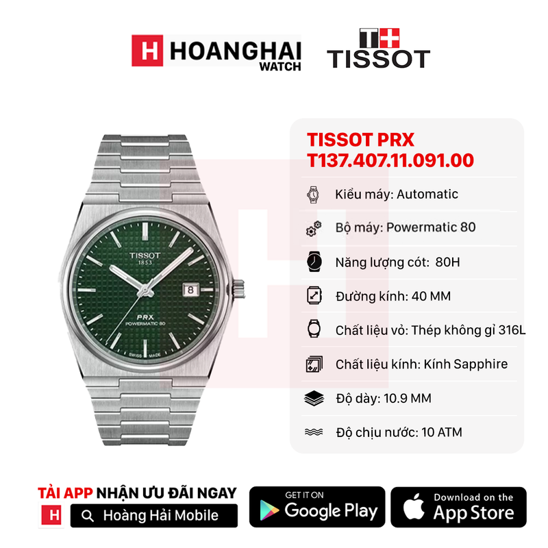 Đồng hồ cơ TISSOT PRX T137.407.11.091.00