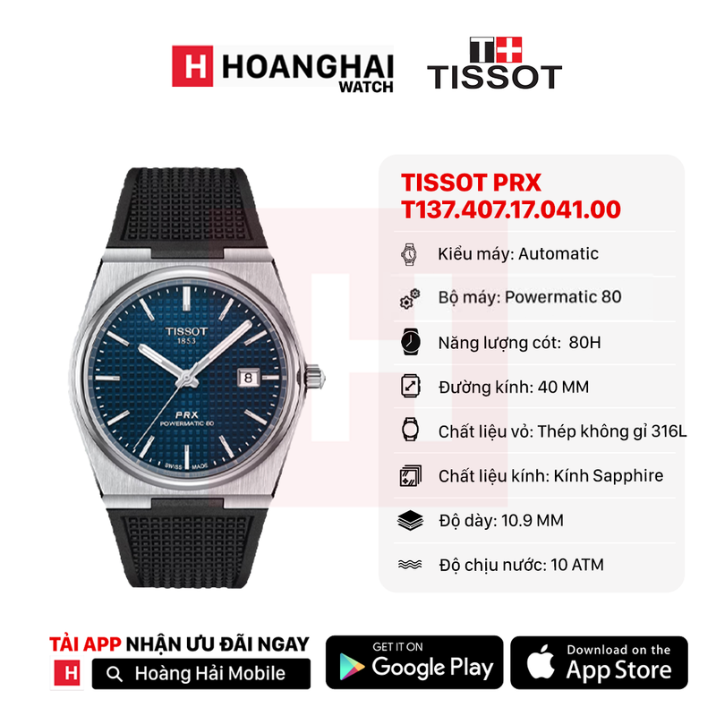 Đồng hồ cơ TISSOT PRX T137.407.17.041.00