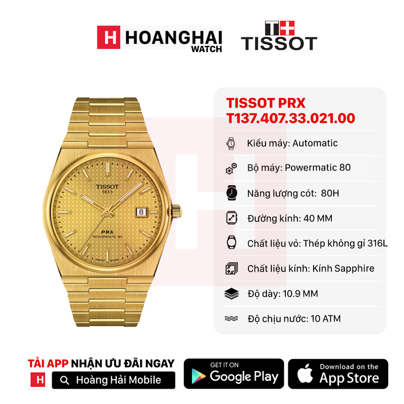 Đồng hồ cơ TISSOT PRX T137.407.33.021.00 - Sắp về hàng 10/03