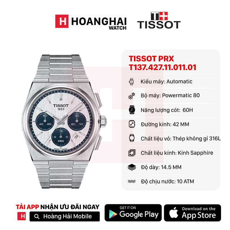 Đồng hồ cơ TISSOT PRX T137.427.11.011.01