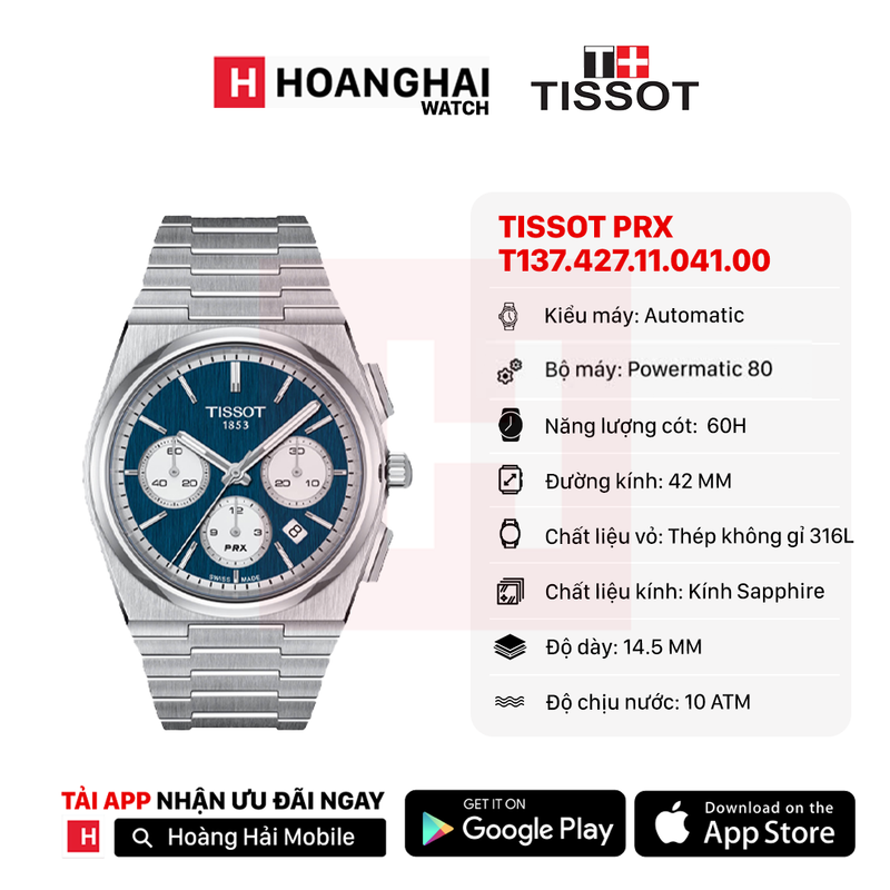 Đồng hồ cơ TISSOT PRX T137.427.11.041.00