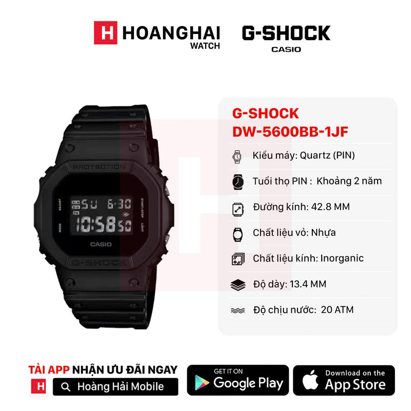 Đồng hồ pin G-Shock 5600 Series DW-5600BB-1JF