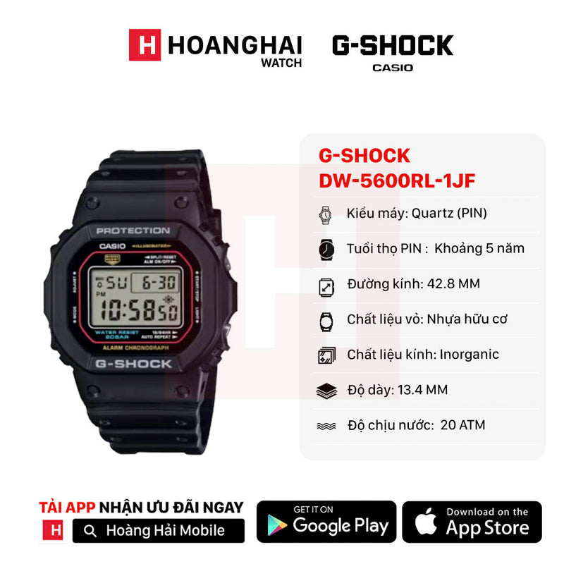 Đồng hồ pin G-Shock 5600 Series DW-5600RL-1JF