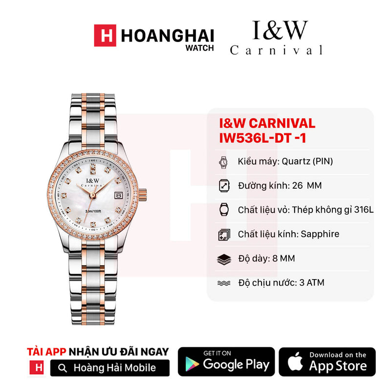 Đồng hồ pin nữ I&W Carnival IW536L-DT -1