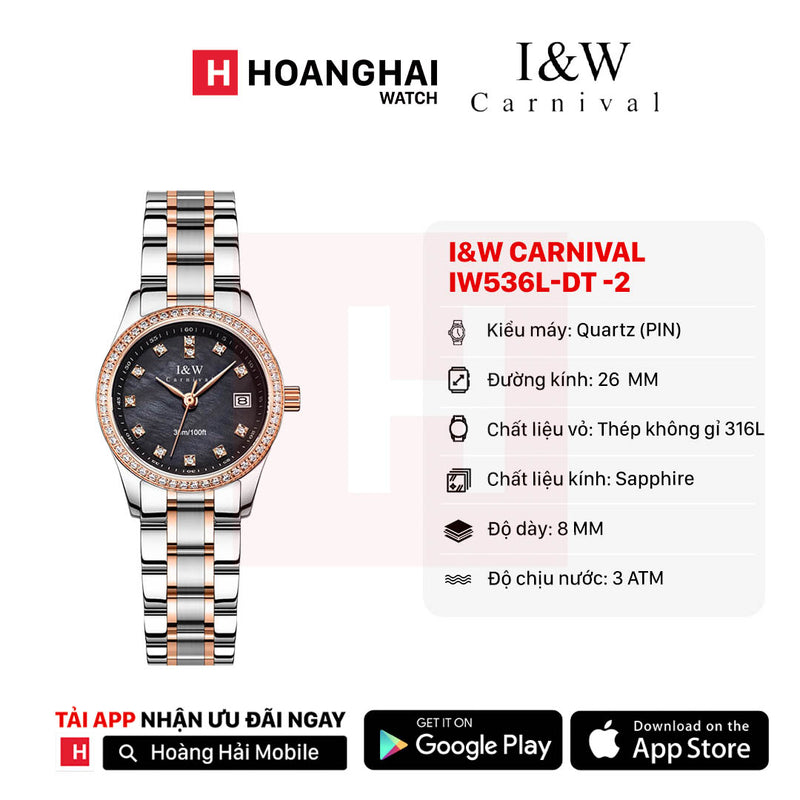 Đồng hồ pin nữ I&W Carnival IW536L-DT-2