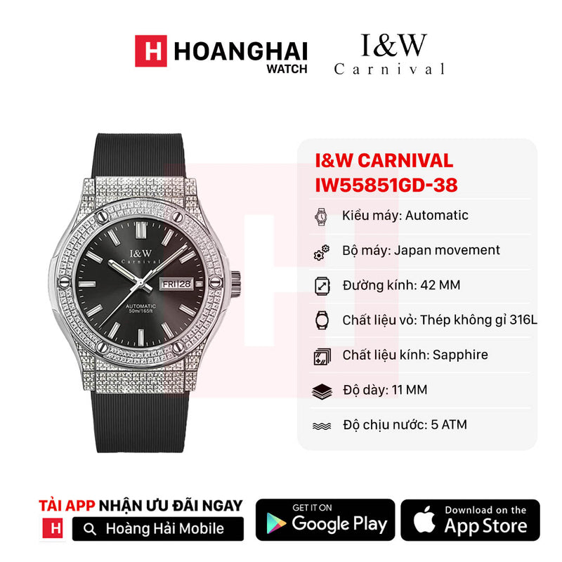 Đồng hồ cơ I&W Carnival IW55851GD-DS-38