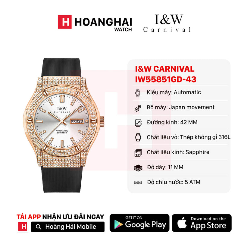 Đồng hồ cơ I&W Carnival IW55851GD-DS-43