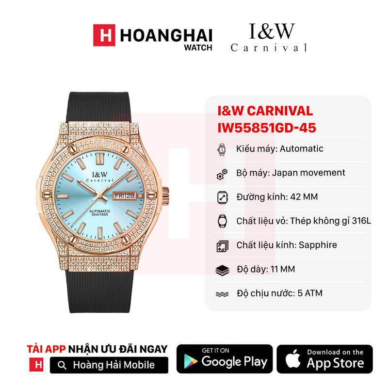 Đồng hồ cơ I&W Carnival IW55851GD-DS-45