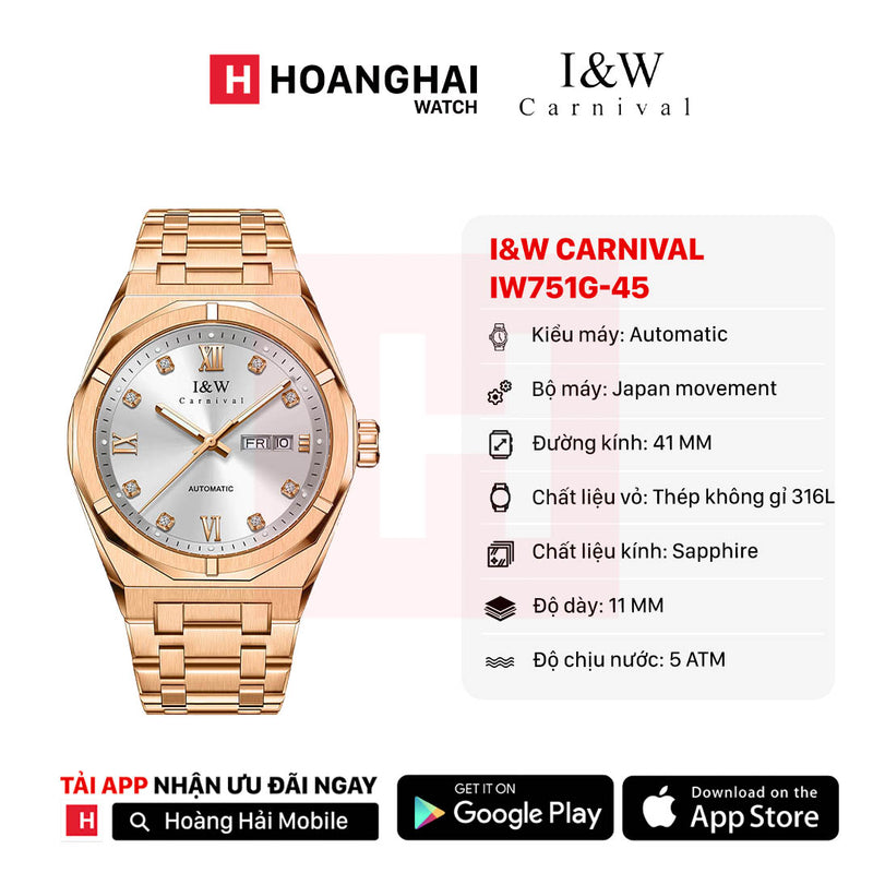 Đồng hồ cơ I&W Carnival IW751G-DT-45