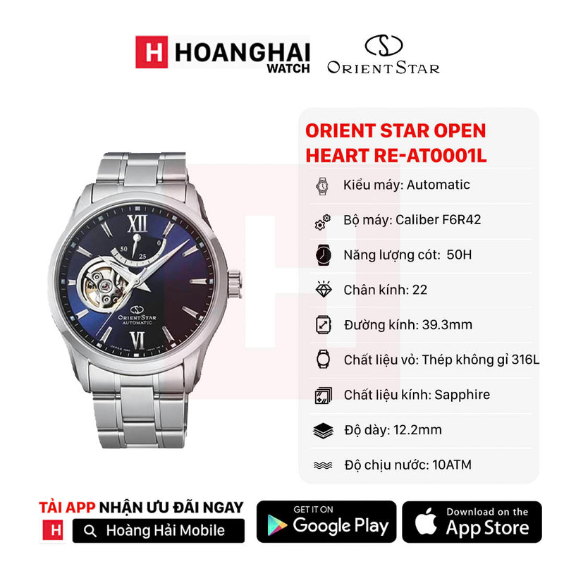 Đồng hồ cơ Orient Star Open Heart RE-AT0001L (Bản quốc tế)