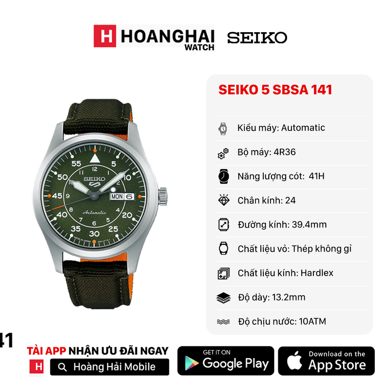 Đồng hồ cơ Seiko 5 SBSA141