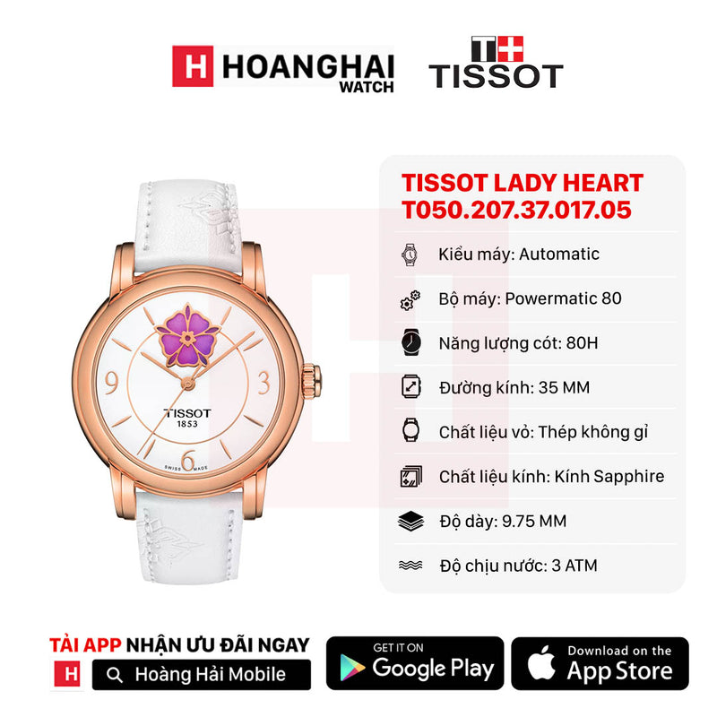 Đồng hồ pin nữ TISSOT Lady Heart Flower - T050.207.37.017.05 - Sắp về hàng