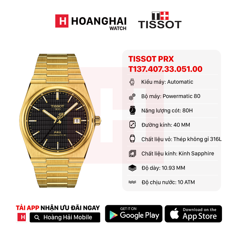 Đồng hồ cơ TISSOT PRX T137.407.33.051.00 (Sắp về hàng - 10/03)