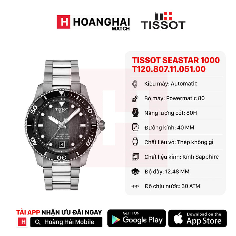 Đồng hồ cơ TISSOT Seastar 1000 T120.807.11.051.00 - Sắp về hàng