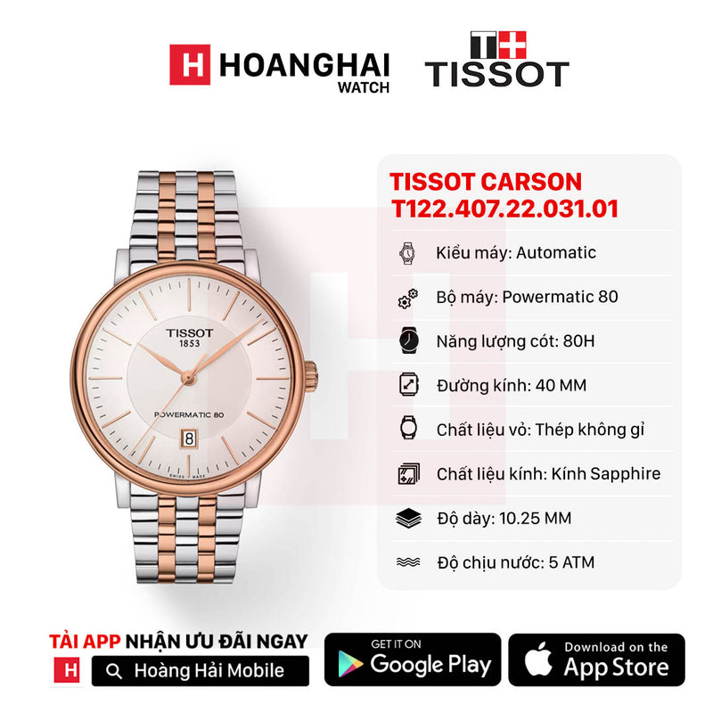 Đồng hồ cơ Tissot Carson Premium T122.407.22.031.01