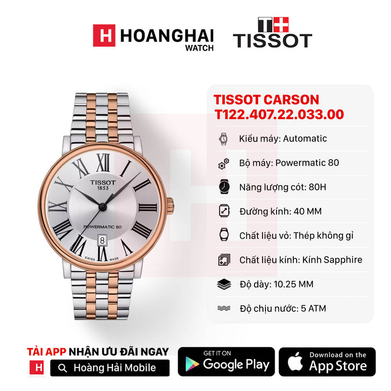 Đồng hồ cơ Tissot Carson Premium T122.407.22.033.00