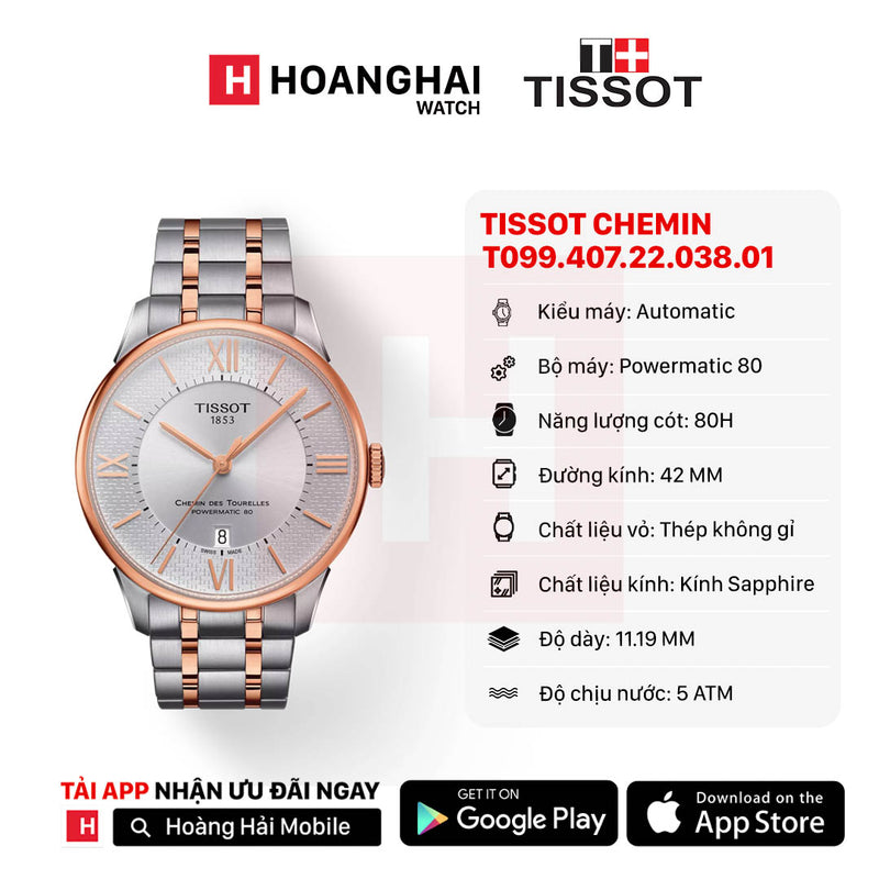 Đồng hồ cơ Tissot Chemin des Tourelles T099.407.22.038.01