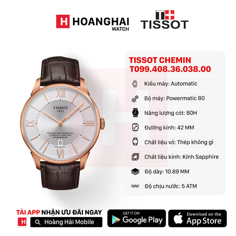 Đồng hồ cơ Tissot Chemin des Tourelles T099.408.36.038.00