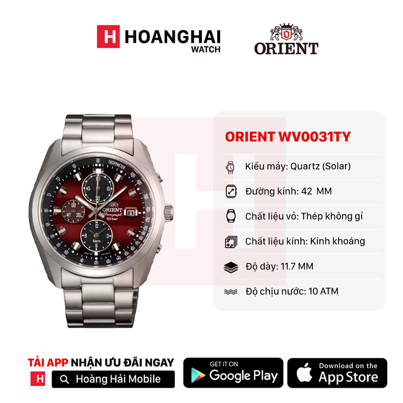 Đồng hồ năng lượng mặt trời Orient Chronograph WV0031TY