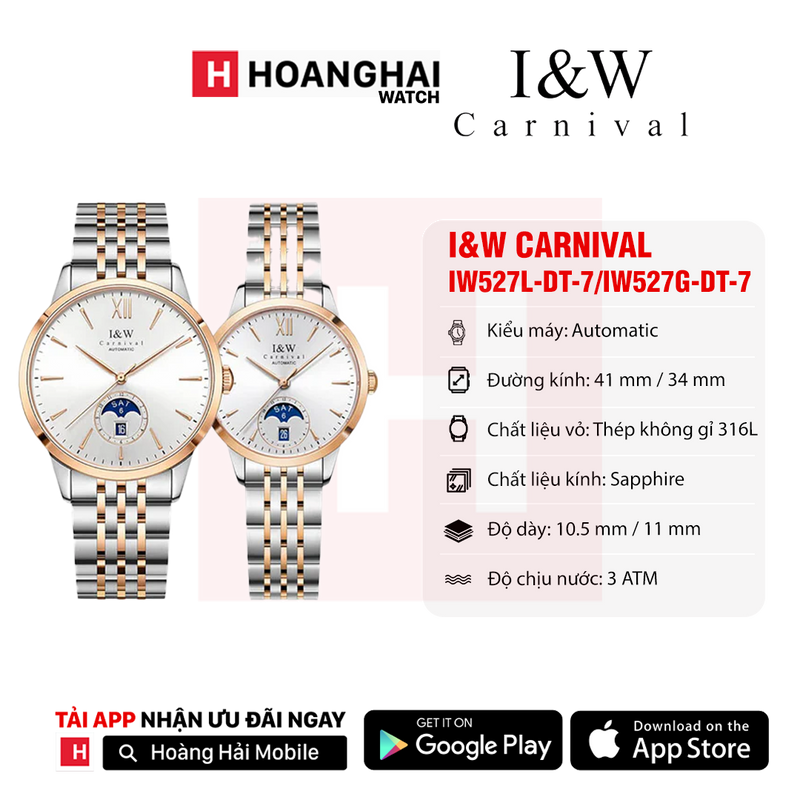 Đồng hồ cơ đôi I&W Carnival IW527