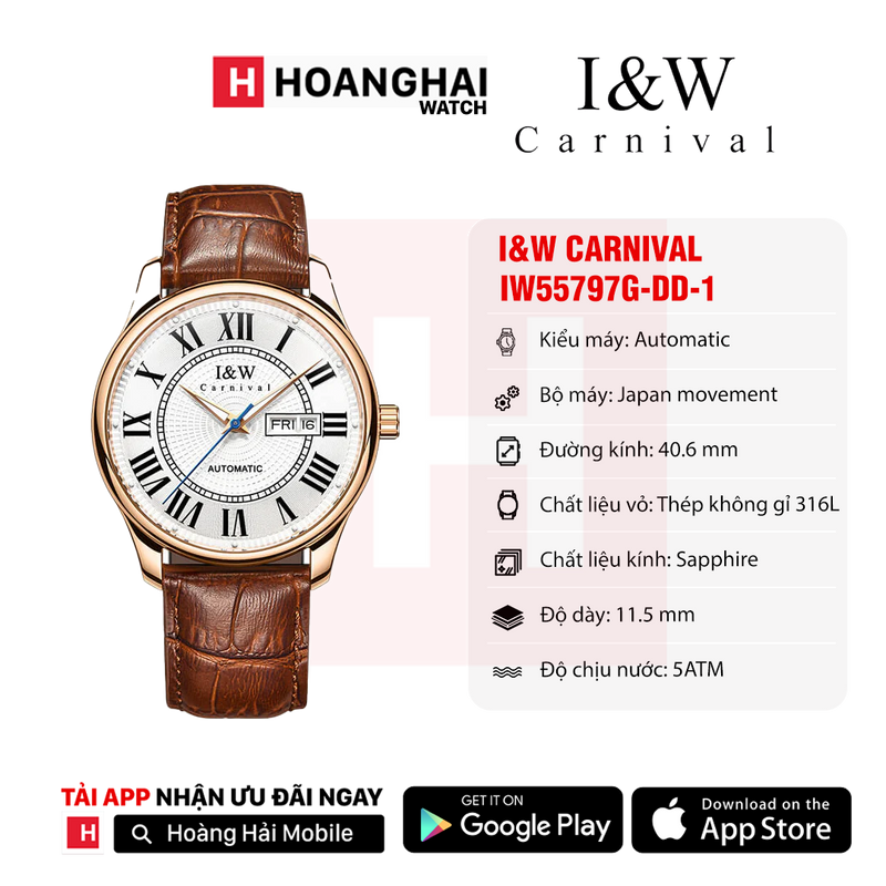 Đồng hồ cơ I&W Carnival IW55797G-DD-1