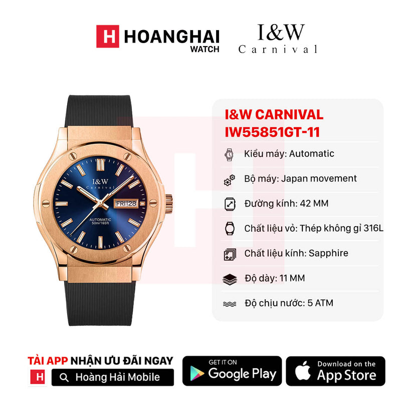 Đồng hồ cơ I&W Carnival IW55851GT-DS-11