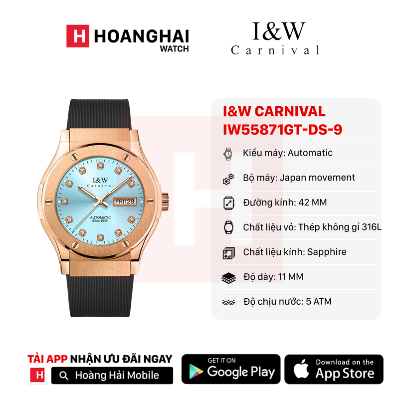 Đồng hồ cơ I&W Carnival IW55871GT-DS-9