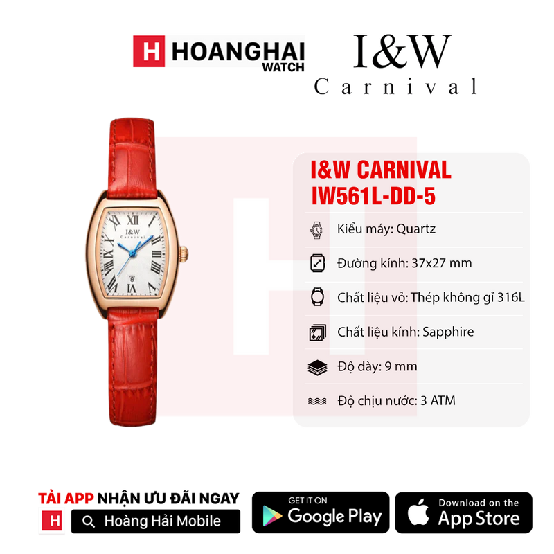 Đồng hồ pin nữ I&W Carnival IW561
