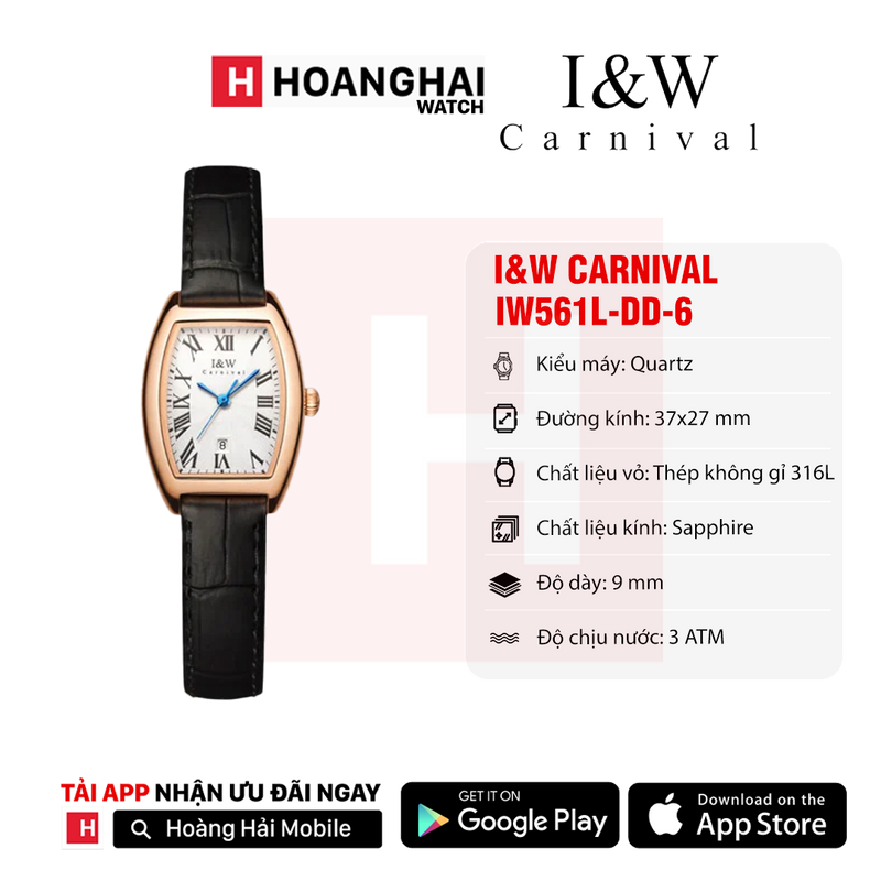 Đồng hồ pin nữ I&W Carnival IW561