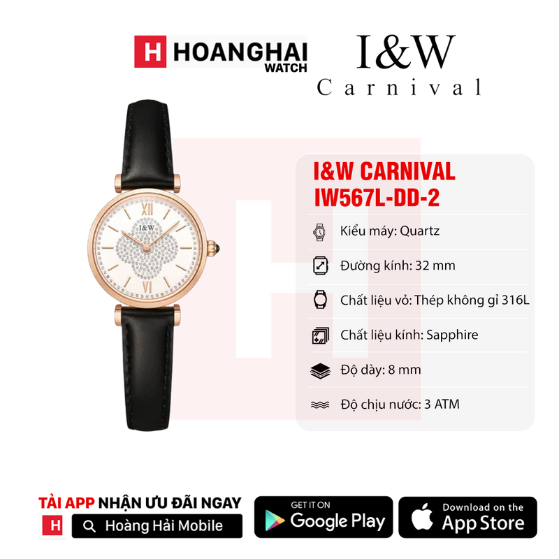 Đồng hồ pin nữ I&W Carnival IW567L-DD-2