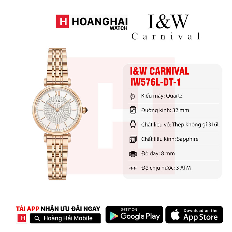 Đồng hồ pin nữ I&W Carnival IW576
