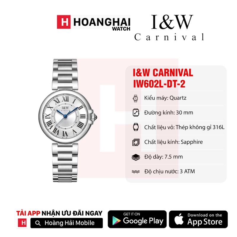 Đồng hồ pin nữ I&W Carnival IW602