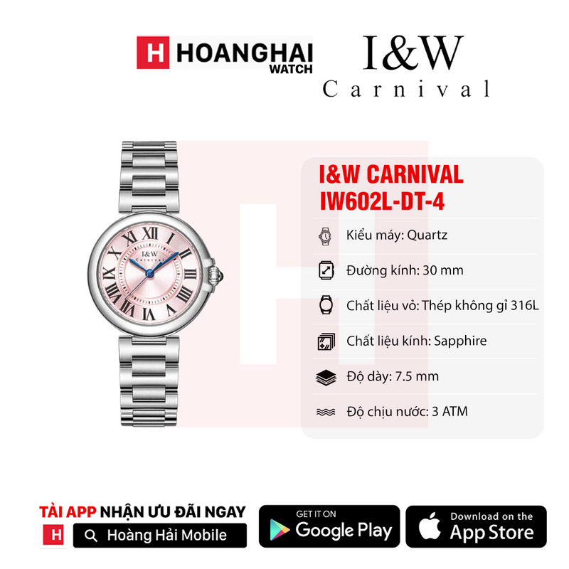 Đồng hồ pin nữ I&W Carnival IW602