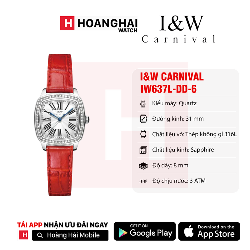 Đồng hồ pin nữ I&W Carnival IW637