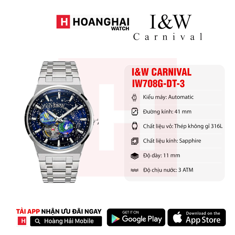 Đồng hồ cơ I&W Carnival IW708
