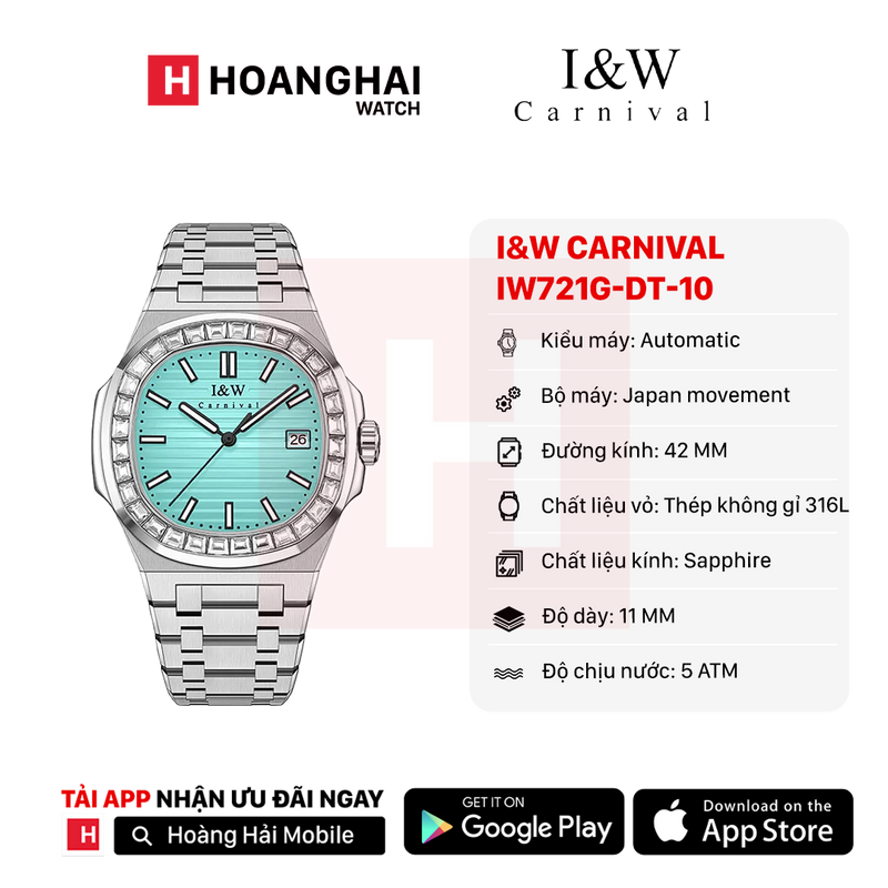 Đồng hồ cơ I&W Carnival IW721G-DT-10