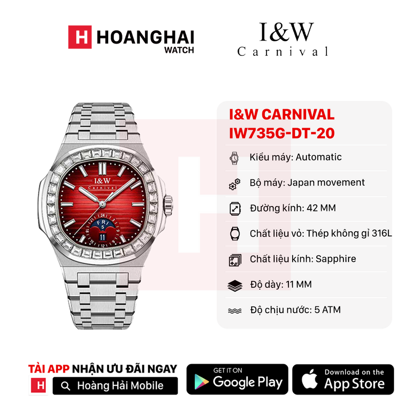 Đồng hồ cơ I&W Carnival IW735G-DT-20