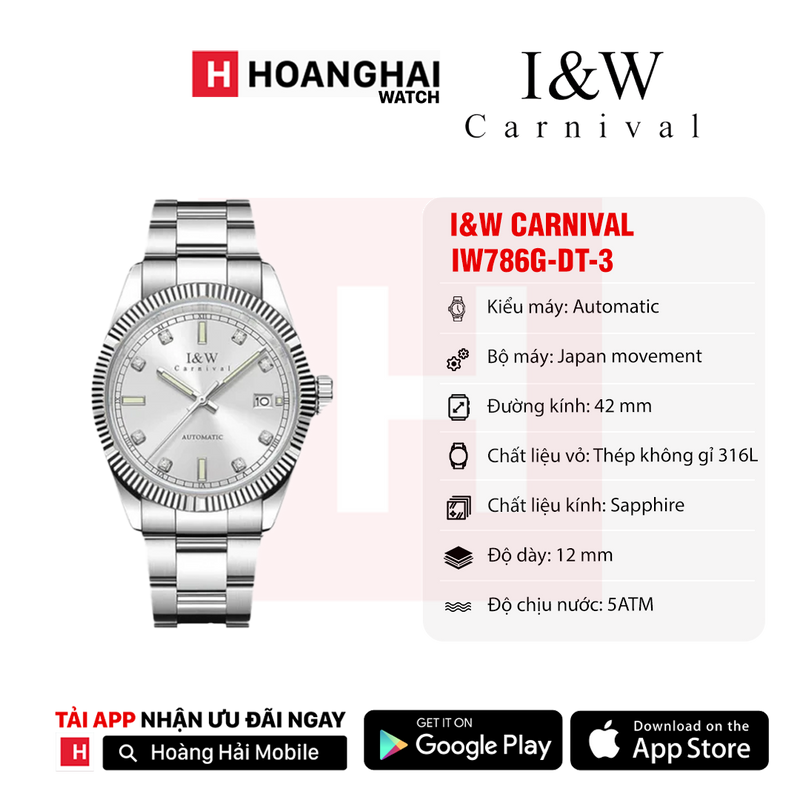 Đồng hồ cơ I&W Carnival IW786