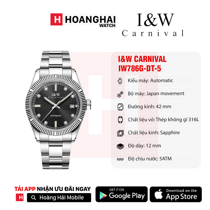 Đồng hồ cơ I&W Carnival IW786